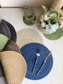 1 件/4 件/8 件圆形编织杯垫（18 厘米）/餐垫（36 厘米），家用圆形防污防烫可洗厨房餐桌垫，适用于家庭聚会、婚礼、派对、日常使用，绿色 - 綠色 - 查看 3