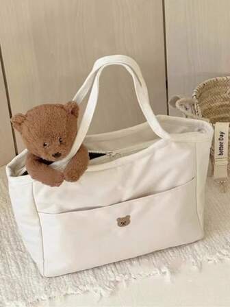 韩版休闲帆布托特妈咪包，轻便百搭单肩手提包，适合孕产妇和婴儿护理