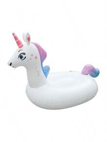 1pc Giant Unicorn Inflatable Pool Float, Summer Beach Pool Party Ride-On Lounge Raft Water Floating Accessories, Beach Essentials - Multicolor - View 4