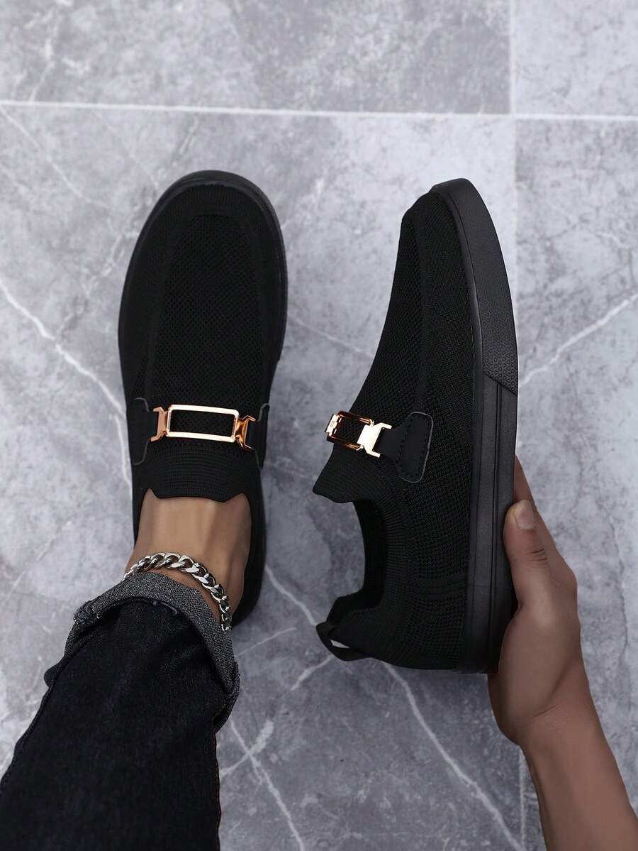 Men's Fashionable Low-Top Skateboarding Shoes, Lightweight Comfortable Breathable Casual Athletic Sneakers - All Black - View 1
