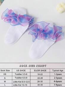 1 Pair Girls Ruffle Lace Trim Socks