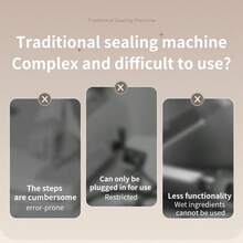 1件真空封口机，家用食品包装机，自动真空机，厨房配件，厨房家具，密封真空保鲜封口机，适用于家庭食品真空锁鲜，露营食品封装，家庭室内，户外露营，重复使用，节能