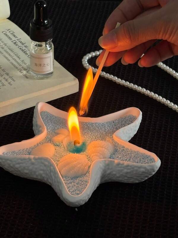1 pieza Vela perfumada con aceite esencial y conchas de mar hechas a mano, vela para el hogar que crea un ambiente, regalo para mujeres para aliviar el estrés, adecuada para cena, fiesta/evento, celebración festiva, ceremonia religiosa, relajación/meditación, decoración, base reutilizable
