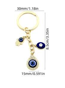 1 pieza Llavero estilo europeo y americano con colgante de mano, gota de agua, ojo del diablo, accesorio adecuado para accesorios de ropa de mujer y hombre, adornos de bolso y accesorios de coche