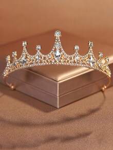 1pc Rhinestone Crown Bride Wedding Tiara Princess Birthday Hair Accessories Alloy Rhinestone Crown - Multicolor - View 2