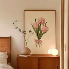1 tấm áp phích vải canvas phong cách retro Art Deco Glam Bó hoa tulip hồng có nơ nghệ thuật treo tường hoa thời trang cho phòng ngủ phòng khách phòng ăn nhà bếp phòng tắm trong nhà chân dung định hướng mùa xuân mùa đông trang trí phòng khách điểm nhấn nghệ thuật phong cách Art Deco tác phẩm nghệ thuật trang trí phòng tranh vải canvas khung tùy chọn - Nhiều màu - Xem 3