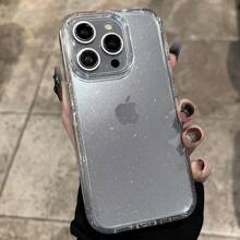 1 Peça Capa de Celular Transparente com Glitter, À Prova de Quedas e Durável, Compatível Com Apple 16/16Pro/16Plus/16ProMax
