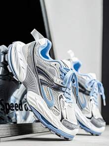 Men's Breathable New Mesh Thick-Sole Chunky Sneakers, Casual Height-Increasing Popular Sport Shoes - Blue - View 3