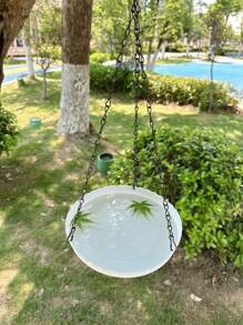 1 pezzo Mangiatoia per uccelli da appendere per giardino esterno - In plastica resistente, a doppio uso per cibo e acqua, facile da installare, adatta per pappagalli e colibrì, stazione decorativa per uccelli con catena
