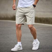 1 pieza Shorts tipo bermudas de cintura casual y deportivos para verano, ideales para Día del Amante, Día del Maestro, Día del Padre, Carnaval, Pascua, Año Nuevo, Ramadán
