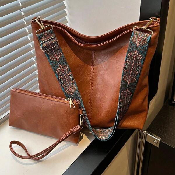 Crossbody Bags For Women Handbags Guitar Strap Shoulder Bucket Bag Vegan Leather Purse Boho Tote