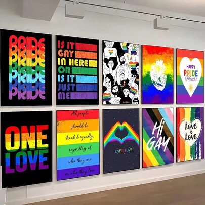 1 pieza / 3 piezas Póster de Arte de Pared con opción de marco / Póster enmarcado de Banderas del Orgullo LGBTQ+ Autoadhesivo de Papel Impermeable para decoración de pared en cafetería, bar o habitación
