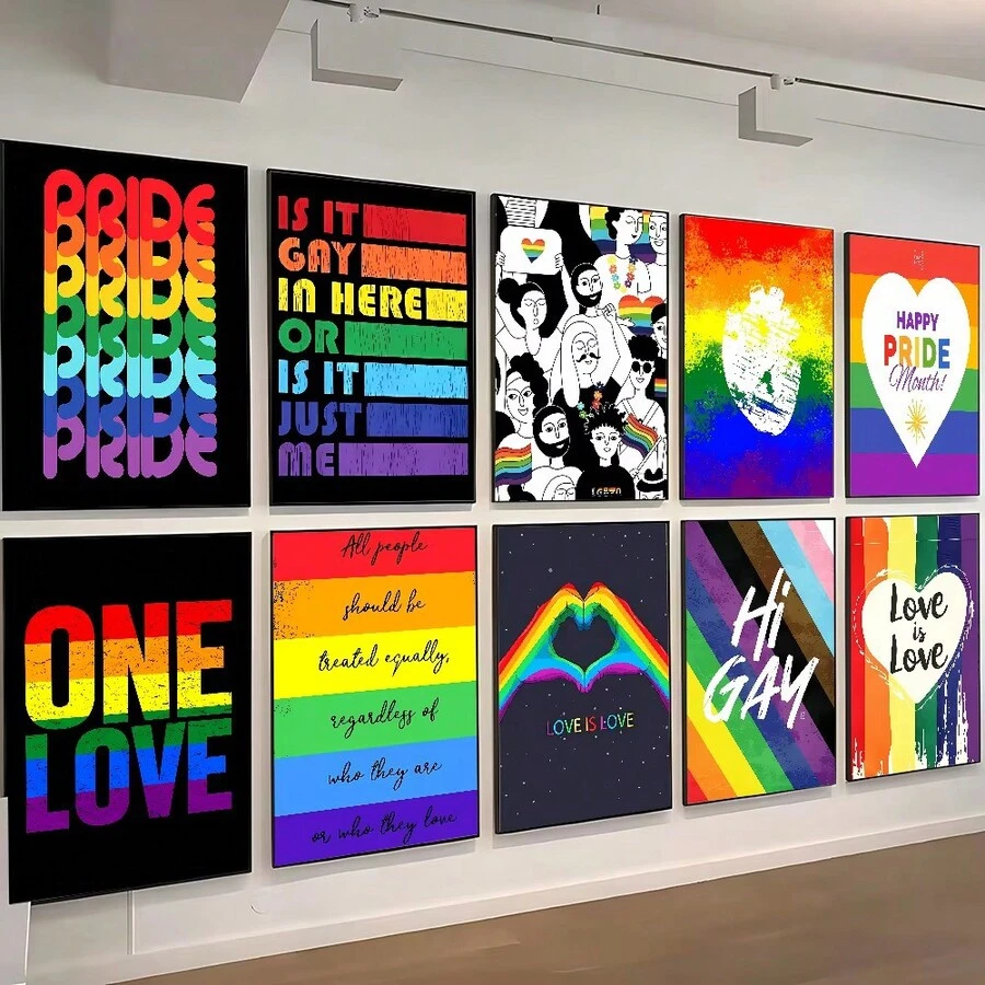 1pc /3pcsWall Arts Posters Optional Frame/ Framed LGBT Lgbt Pride Flags Poster Self-Adhesive Art Waterproof Paper Sticker Coffee House Bar Room Wall Decor