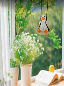 1/2PCS Handmade Plaster Cute Swinging Tyre Duck, Car Rearview Mirror Hanging Ornament, Car Interior Ornament, Gardening Decoration Hanging Ornament Room Decor Bedroom Decor Home Decor Wall Decor