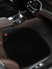 1pc Black Plush Car Front Seat Cover, Universal Car Interior Decoration