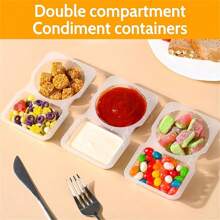 Caixa de Temperos com Compartimento Duplo, 10/20 Conjuntos, com Tampa, Pode Segurar Copos para Jantar, Adequado para Piqueniques ao Ar Livre, Camping para Segurar Molhos e Lanches, Pequeno e Fácil de Carregar, Imprescindível na Cozinha