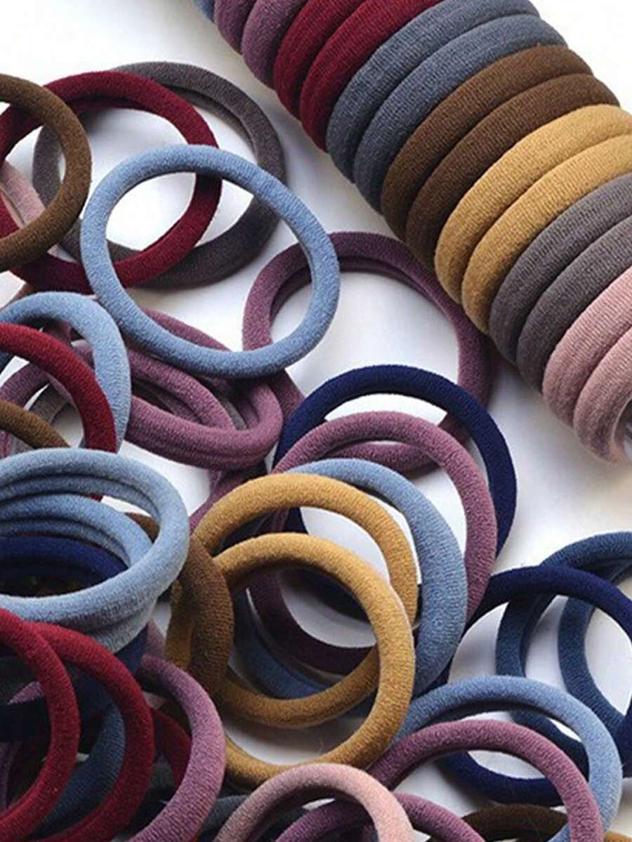 100-200条/套 黑色纯色弹力发圈,适合日常使用,简约加厚设计,可用于扎马尾辫,风格简约优雅,高弹无缝发饰,适合女性,秋季,旅行,美发工具,女士配饰,发饰,秋季,头发,发饰,女士发饰 - 彩色 - 查看 1