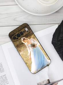 1pc Customized Graphic Black Glass Protective Mobile Phone Case, Suitable For Pixel 9 Pro/9 Pro XL/9A