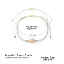 2pcs Set Fashionable Soft Clay Seashell Anklets, Boho Style Handmade Double-Layer Foot Jewelry For Women