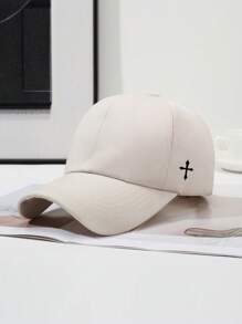 1pc Men's Casual Simple Cross Print Pattern Adjustable Baseball Cap, Suitable For Everyday And Travel Outfits