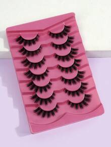 12 Pairs CC Curl Natural Cross Full False Eyelashes,2 Style Eyelashes Cosplay Faux Mink Lashes Dramatic Anime Lashes,Cat Eye Fox Eye Imitation Mink False Eyelashes Sexy Lashes Extension Makeup Cat Eye False Eyelashes 3d Faux Mink Eyelashes Soft Natural Makeup,Pink Leaf Tray, Suitable For Travel,Work Party Carrying,Nice Gift,Christmas Gift For Women - 黑色 - 查看 5