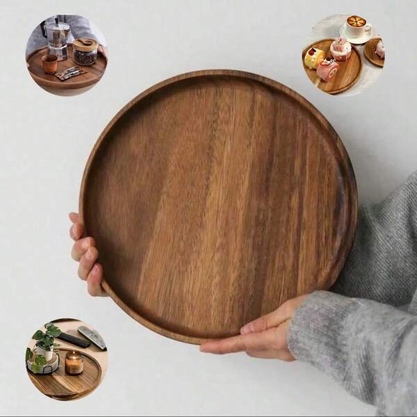 1 pezzo Vassoio circolare, vassoio creativo, vassoio per la tavola, vassoio decorativo per esposizione, vassoio per la tavola in stile retrò, adatto per dessert, frutta, spuntino, torte, pane, bistecche, tè pomeridiano, Natale, Ognissanti, Eid, matrimoni, compleanni e feste, adatto per uso domestico, all aperto e in hotel