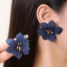 1 par de pendientes bohemios de flores preservadas con doble capa, vintage, adecuados para mujeres en vacaciones, fiestas y uso diario