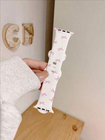 蝴蝶结花朵印花硅胶运动时尚表带，适用于 Watch Ultra/SE/8/7/6/5/4/3/2/1/10/11