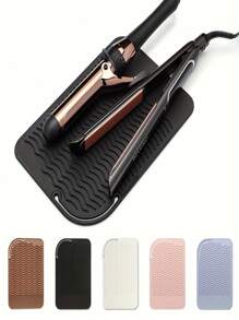 Tapete de Silicone Resistente ao Calor para Chapinhas e Ferros de Enrolar - Design de Onda Antiderrapante, 4 Cores (Bege/Preto/Branco/Azul Claro), Proteção de Ferramenta de Calor e Organizador de Suporte Durável