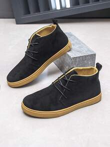 Zapatillas deportivas de media caña simples y casuales de moda para hombre, transpirables - Negro - Ver 3