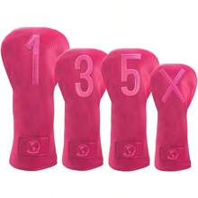 Premium Golf Club Head Covers Set Of 4 Fits Drivers Fairways Hybrids 1 3 5 And X - Pink - View 1