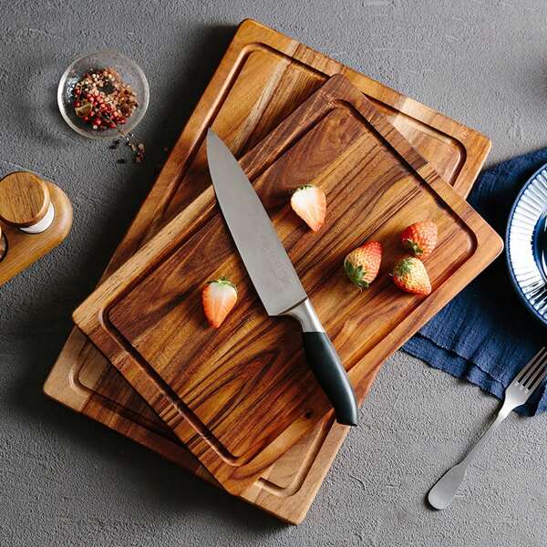 1pc Rosewood Cutting Board With Juice Groove, Cheese & Sausage Board, Salad Platter, Ideal For Home Dorm Kitchen Vegetable Chopping, Tomato & Strawberry Display, Suitable For Easter, Back To School, Apartment Supplies