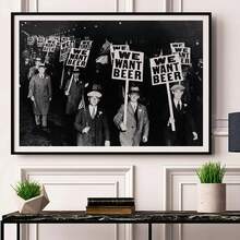 1 件禁酒令墙画、啤酒抗议、黑白艺术、复古墙画、酒吧墙面装饰、趣味墙画、海报印刷、墙画，适用于家居、办公室、客厅、卧室、节日礼物