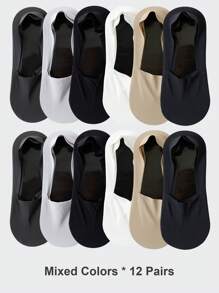 1/3/6 Pairs Men's Solid Bottom Breathable Solf Nylon Upper Low Cut Invisilbe No Show Socks With Non-Slip Gel At Heel, Suitable For Sports Or Daily Use
