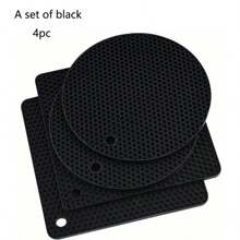 4-Piece Set Of Thickened Round And Square Honeycomb Silicone Table MATS, 6.7-Inch, Heat Insulation Pad, Anti-Slip Pot Rack, Easy-To-Clean High-Temperature Resistant Table Mat, Tabletop Protection, Home Kitchen Table Decoration