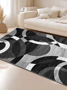 1pc, Luxury Bohemian Style, Black & Grey Elegant Floral Pattern Carpets For Living Room, Bedroom, Entrance, Kitchen, Bathroom