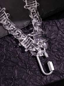 1pc Fashion Unique Creative Exquisite Funny Brilliant Luxurious Versatile Hip-Hop Punk Streetwear Style Transparent Chain Thorn Spikes Necklace, For Men's Casual Wear, Holidays & Party