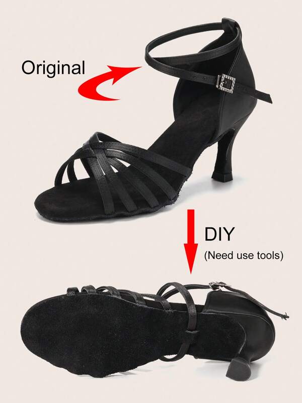 Eleganti scarpe da ballo latino per donna con cinturino alla caviglia, sandali da ballo da sala, salsa, con suola morbida per ballo da interno/pavimento