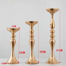 金色锥形烛台 3 件套 - 复古金属烛台黄铜烛台，适用于婚礼中心装饰、圣诞节生日派对节日餐桌装饰，高度 13、15、20 英寸 - 彩色 - 查看 2