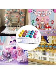 Baby Shower Lollipop Display Stand + Packaging Set, 1pc Transparent Acrylic Lollipop Stand, 300pcs Lollipop Packaging Set (Including Sticks, Ribbons, And Bags), Suitable For Candy Decorations At Weddings, Birthday Parties, And Other Occasions, Suitable For Cakes, Lollipops, Hard Candies, Straw Candies, And Chocolates. - Transparent - View 7