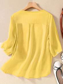 Women's Embroidery Loose Retro Casual Short Sleeve Blouse, Spring/Summer