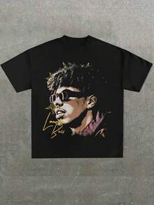 LaMelo Ball Tribute Graphic Black T-Shirt,Casual Print,Comfortable And Versatile,Pure Cotton 220g Printed T-Shirt,Unisex Style - màu đen - Xem 1