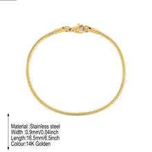 1 pièce Bracelet À Chaîne En Acier Inoxydable En Plaquage À L'Or Serpent Os Pour Adapté Pour Port Quotidien