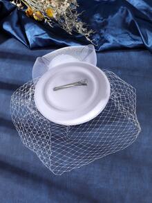 1 件优雅女士网纱迷人发夹，新娘婚礼装饰头饰秋季女士服装