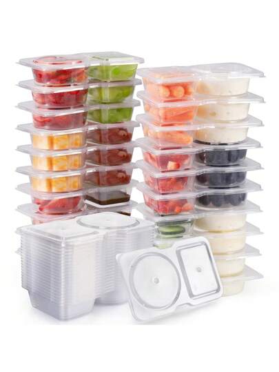10pcs-Reusable Snack Containers With Lids New Snack Containers, Snack Box Containers, Dosing Controls, Snack Pack Containers, Double Compartment Snack Containers For Portable Meals And Camping, Kitchen Spice Boxes,School Supplies