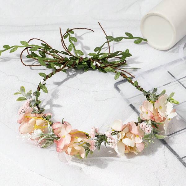 1pc Boho-Style Hydrangea Vine Floral Wreath, Bridal Headband, Suitable For Wedding Hair Band Turban Headband Sweatband