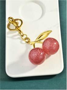 1 Pieza Colgante de Dije de Cereza Brillante Estilo Kawaii Viral - Accesorio Lindo de Bolso y Llavero para Mujer, Regalo Femenino para la Mejor Amiga/Decoración de Bolso/Recuerdos de Fiesta (Joyería Personalizada para Uso Diario/Candado de Diario/Correa de Teléfono)