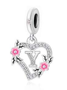 1pc Minimalist 925 Sterling Silver Zirconia 26 Alphabet Beads Pendant Necklace, Gift Item - Silver - View 9