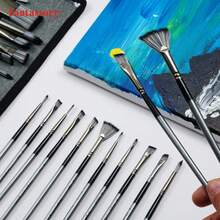 24pcs Paint Brush Set, Fuumuui Acrylic Paint Brushes, Professional Artist Series With Wide Flat, Filbert, Fan, Cat Tongue, Round, Angle, Rigger For Oil, Acrylic Canvas Paintings, Face Painting - Sets - View 7