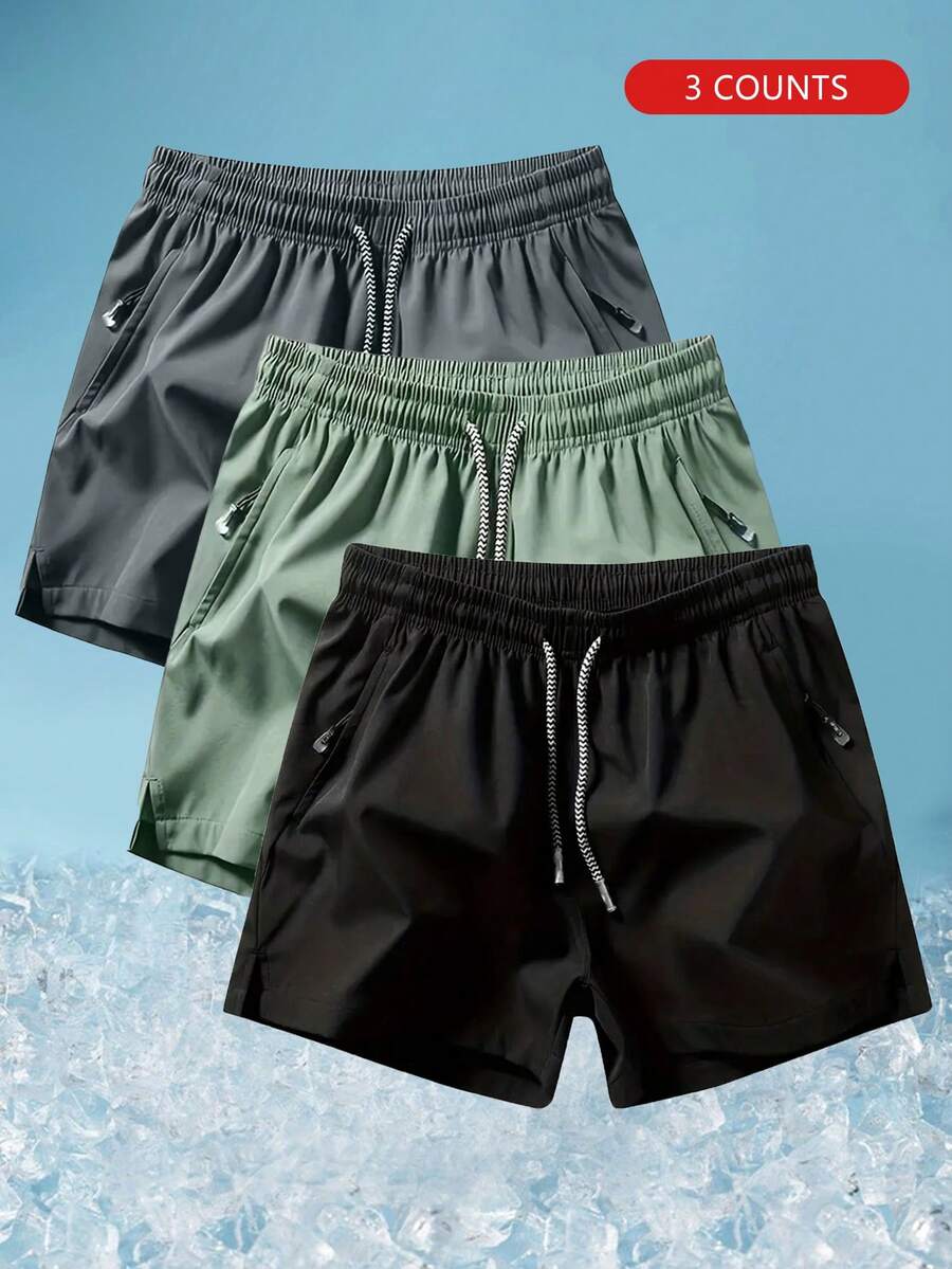 Bộ 3 quần short thoáng khí thường ngày đa năng mùa hè cho nam - xanh quân đội - Xem 1